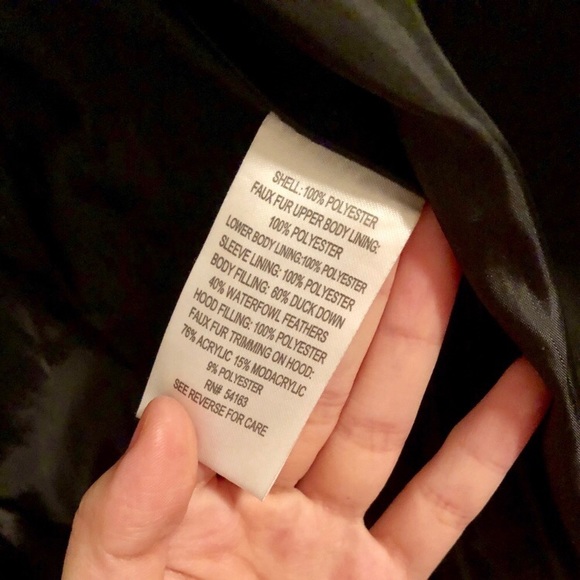 Calvin Klein Long Down Coat Faux Fur XS - Picture 7 of 7